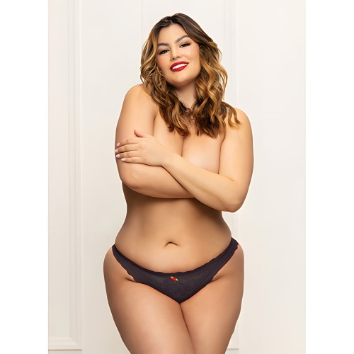 Lace Panty with Heart Cut Out - Black