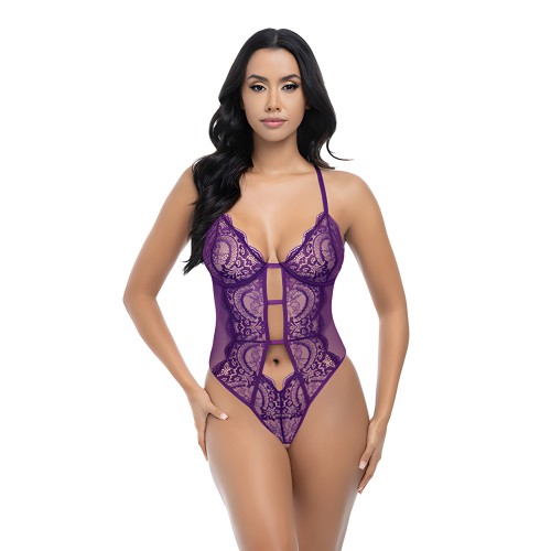 Carmen Lace & Mesh Underwire Crotchless Teddy
