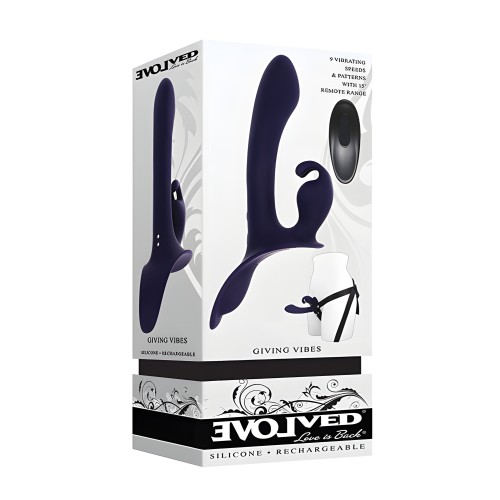 Evolved Giving Vibes Strap-On Bunny Eared Stimulator - Purple