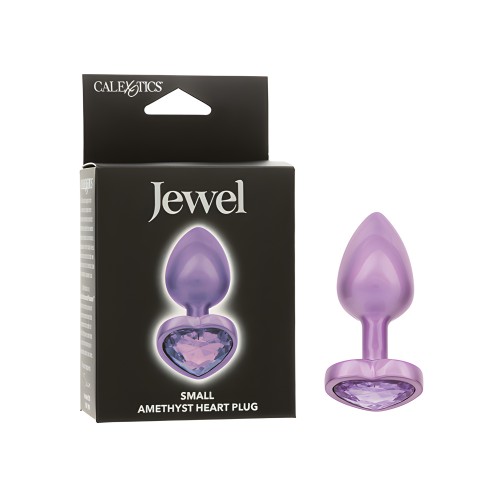 Jewel Plug Anal Corazón de Amatista - Pequeño, Púrpura