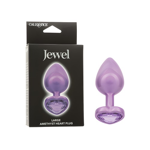 Jewel Amethyst Heart Butt Plug - Grande, Púrpura