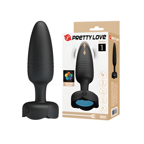 Pretty Love Tarion Thrusting Butt Plug w/Multi Color Bottom Light - Black