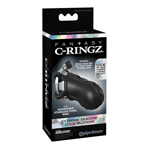 Fantasy C-Ringz Extreme Cock Blocker de Silicona - Negro