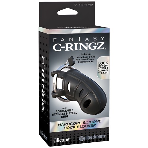 Fantasy C-Ringz Hardcore Silicone Cock Blocker - Negro