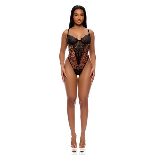 Animal Instincts Sheer Mesh and Lace Teddy