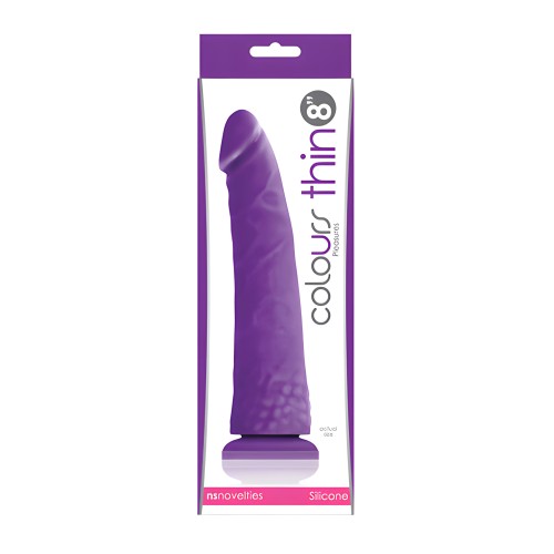 Dildo Colores Placeres Delgado 8" - Púrpura
