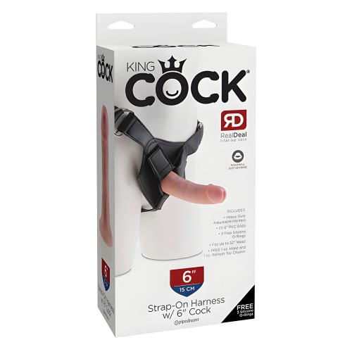 King Cock Strap-On Harness w/6" Cock - Flesh