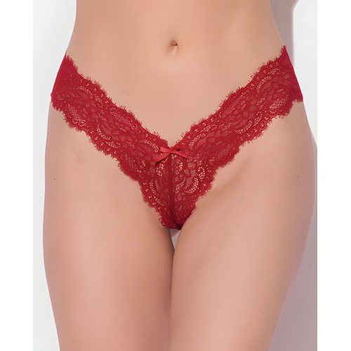 Lana Sheer Lace V-Thong - Red XL
