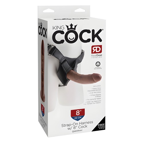 King Cock Strap-On Harness w/8" Cock - Brown