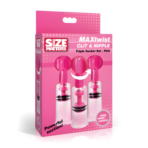 Set de Succionadores Triple Clítoris y Pezones MAXtwist - Rosa