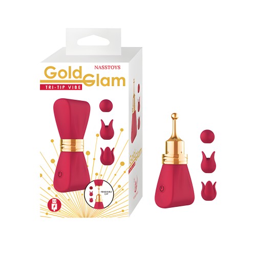 Vibrador Gold Glam Tri-Tip - Rojo