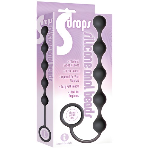 The 9's S Drops Silicone Anal Beads - Black