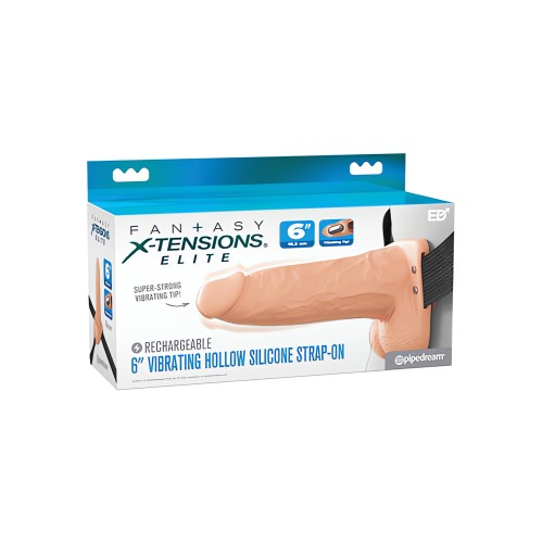 Light 6" Vibrating Hollow Strap-On - Fantasy X-Tensions