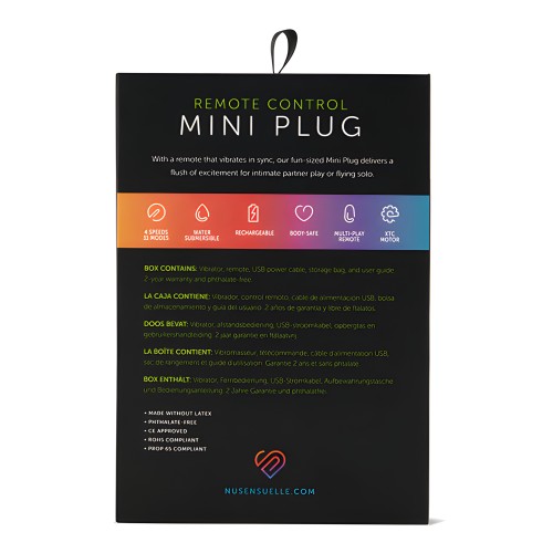 Nu Sensuelle Remote Control Rechargeable Mini Plug - Purple