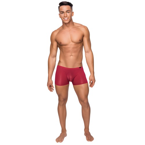 Seamless Sleek Short w/Sheer Pouch Red LG
