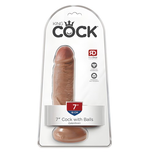 King Cock 7" Pene con Testículos - Beige