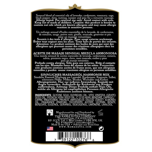 Kama Sutra Aromatics Massage Oil - Harmony Blend