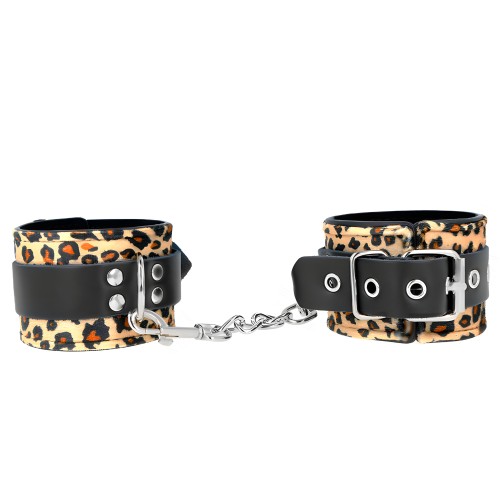 Kink - Adjustable Leather Leopard Print Wrist Restraints