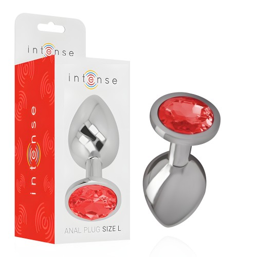 Intense - Large Aluminum Anal Plug with Red Crystal