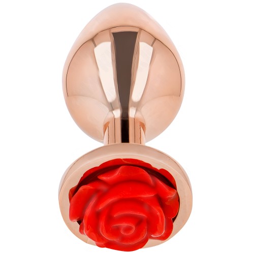 Kink - Plug Anal Oro Rosado con Rosa Roja M