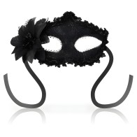 Ohmama Venetian Style Antizaz Mask with Side Flower - Black