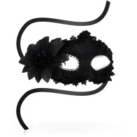 Ohmama Venetian Style Antizaz Mask with Side Flower - Black
