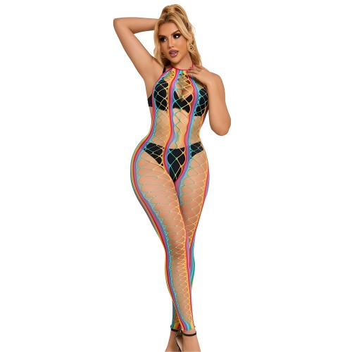 Sublime Rainbow Mesh Halter Dress