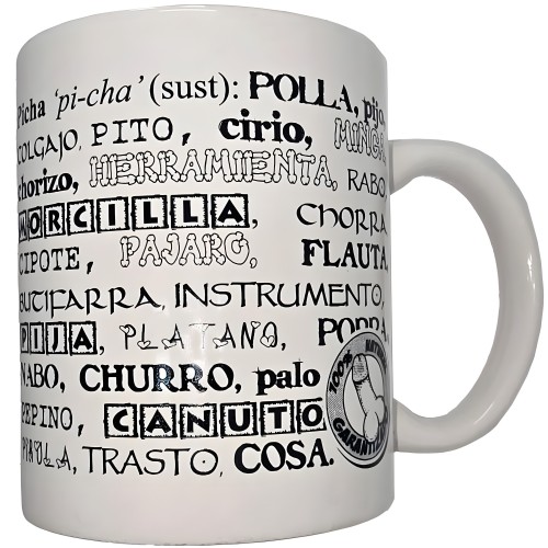 - Taza Blanca De Sinónimos Pene 370 Ml