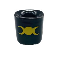Triple Moon Black Ceramic Holder