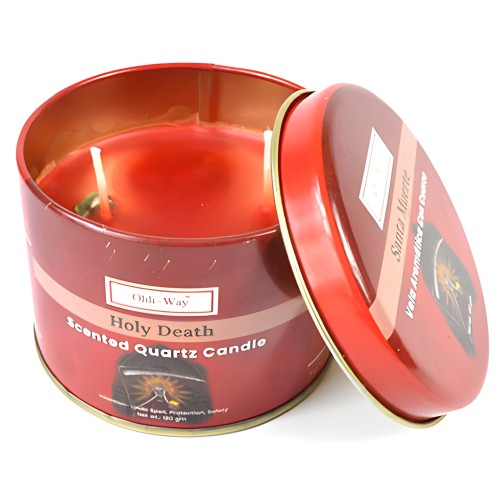 Santa Muerte Quartz Tin Candle
