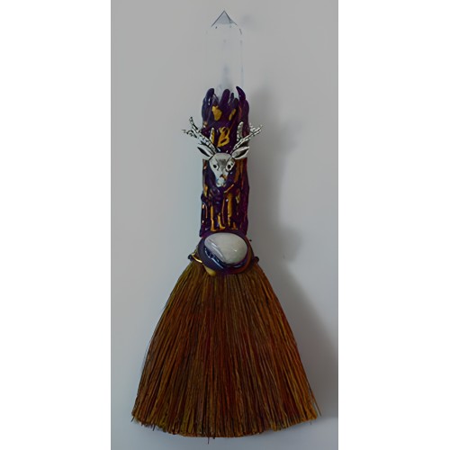 7 1/2" Deer W Crystal Broom