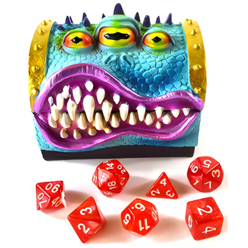 Dados de Juego en Caja de Monstruo de 3\" x 4\" | Almacenamiento Divertido