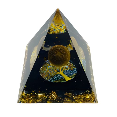 Pirámide Orgonita Árbol de Vida con Luna 2.5\"