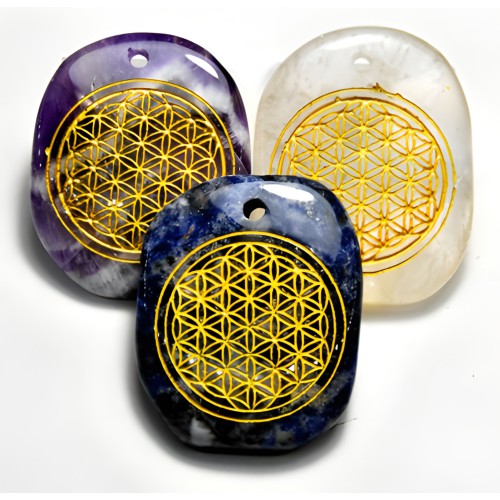 Set of 4 Flower of Life Worry Stones