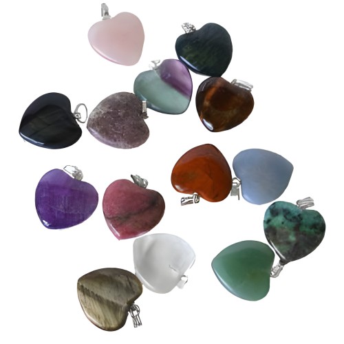 Set of 24 Heart-Shaped Stone Pendants - Magical Accessories