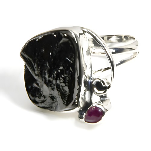Anillo de Shungite Rubí Tamaño 7 - Diseño Energético Único