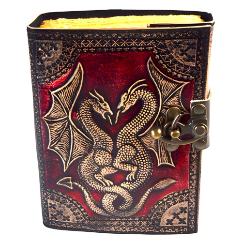 Red Double Dragon Leather Journal