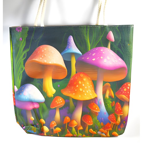 17" x 17" Colorful Mushroom Tote Bag