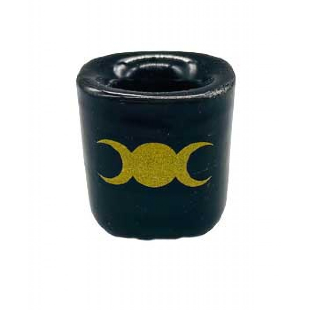 Triple Moon Black ceramic holder