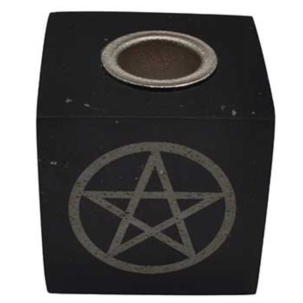 Pentagram Black Onyx chime candle holder