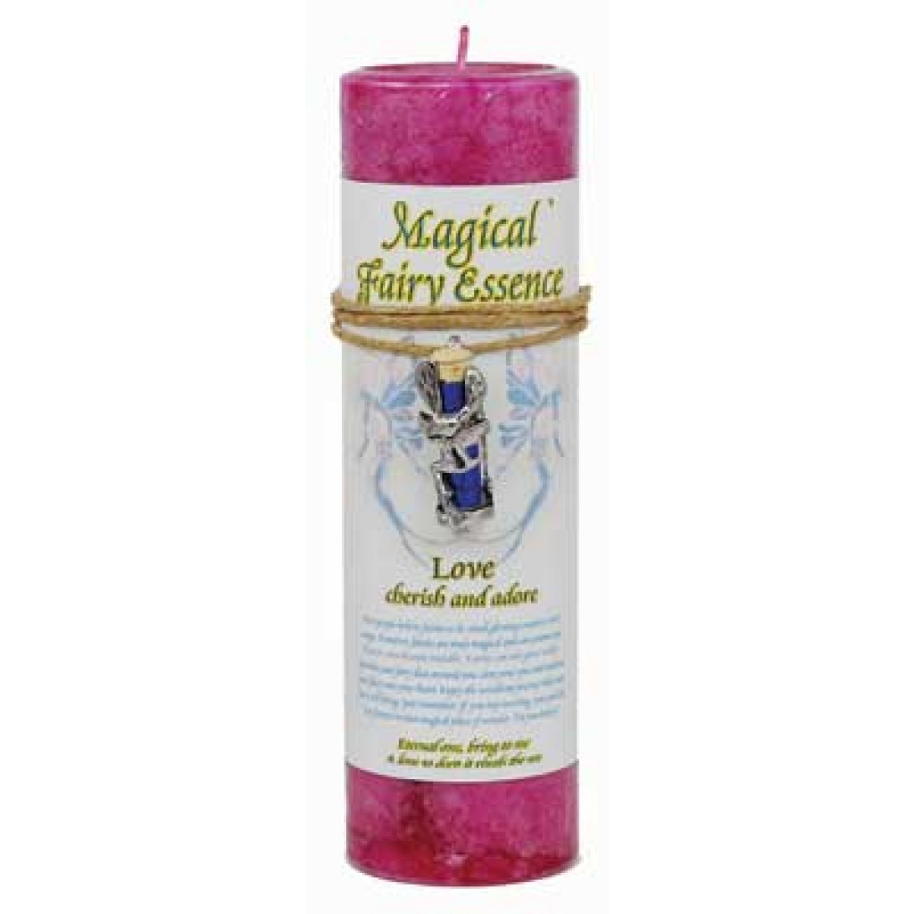 Love Pillar Candle with Fairy Dust Necklace 6 1/2