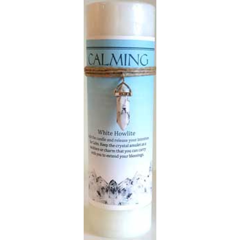 Calming pillar candle with White Howlite pendant