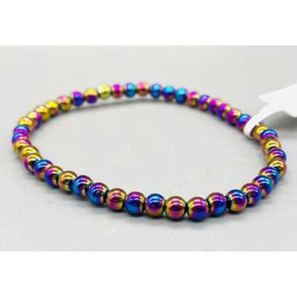 4mm Hematite, Rainbow bracelet