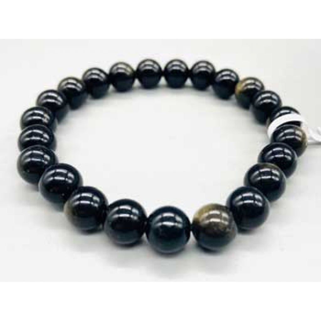 8mm Obsidian, Goldsheen bracelet