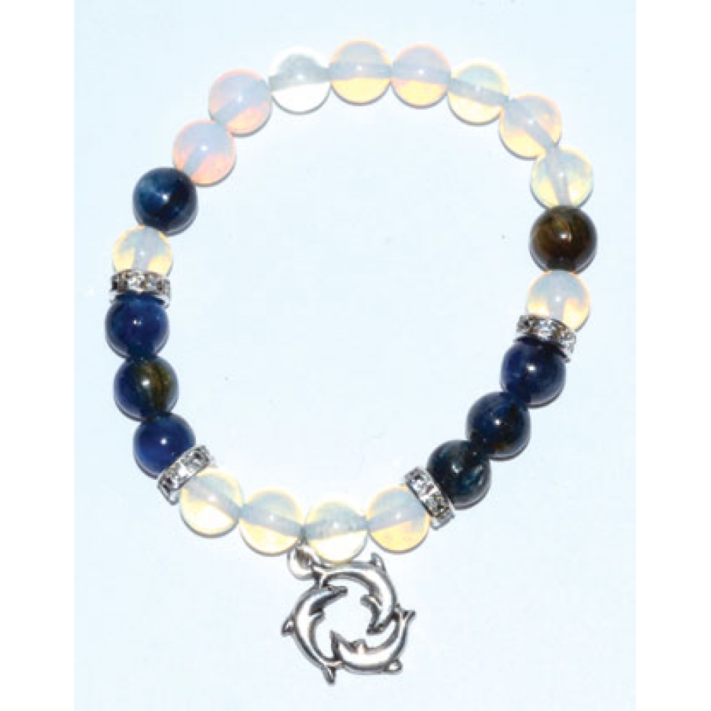 8mm Opalite/ Kyanite with Dolphins