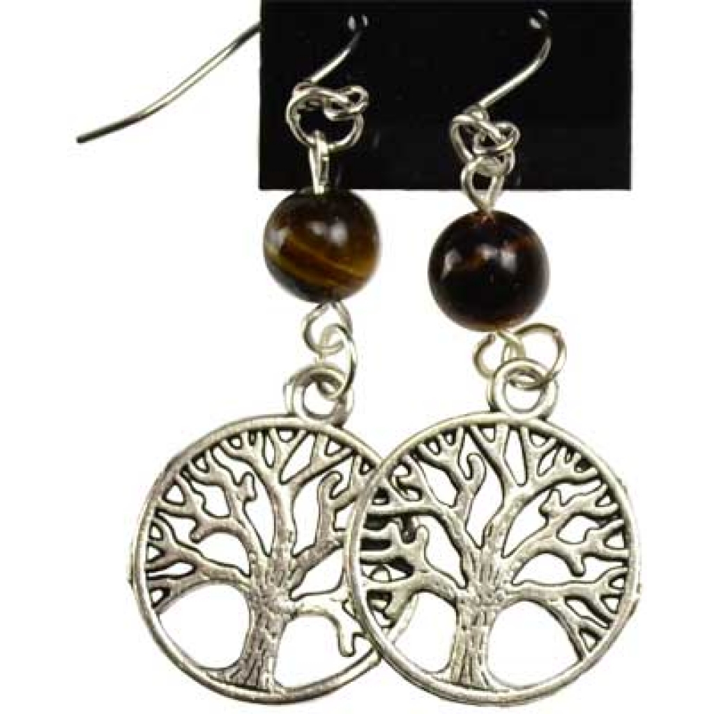 Tigers Eye Tree of Life earrings