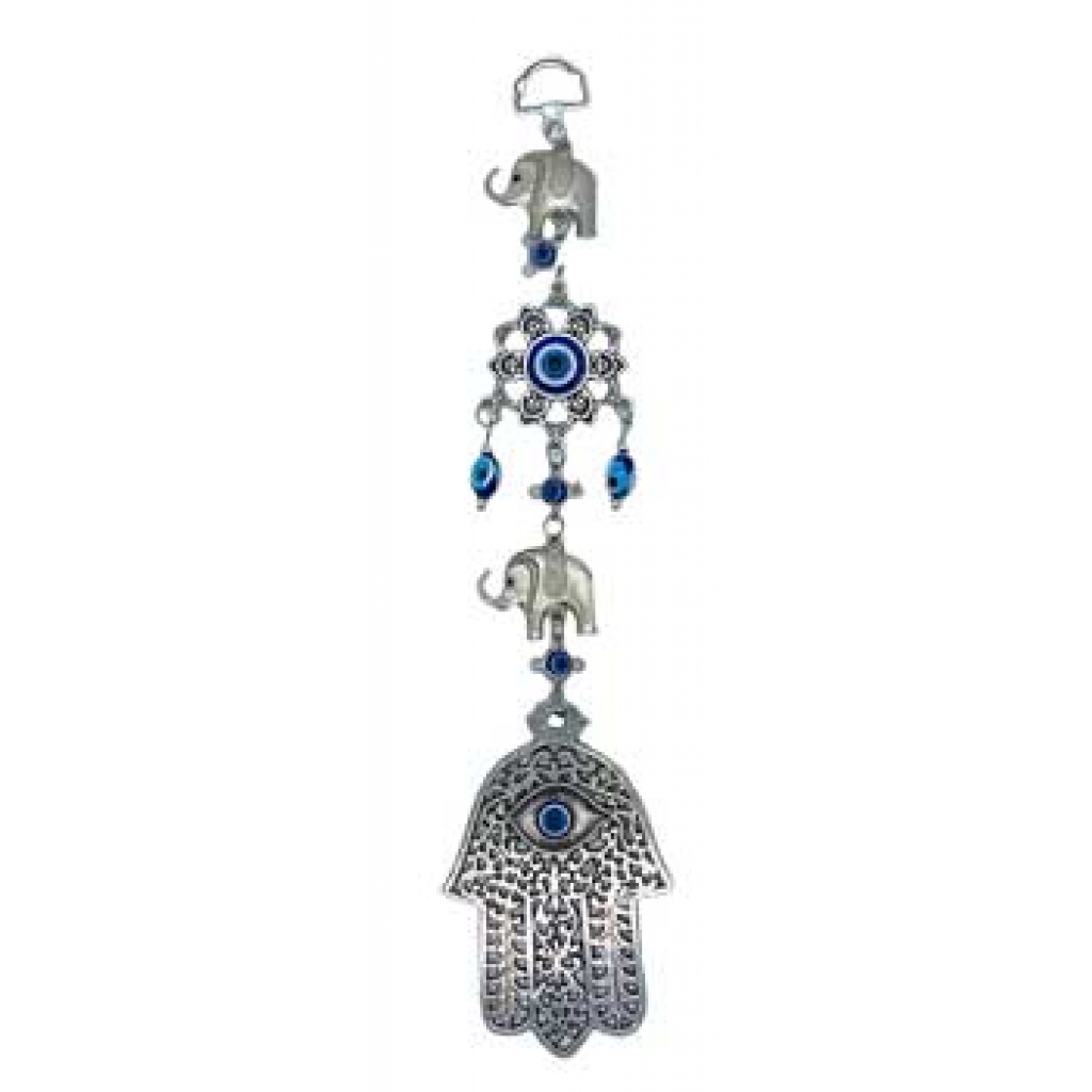 Evil Eye with Hand and Elephants