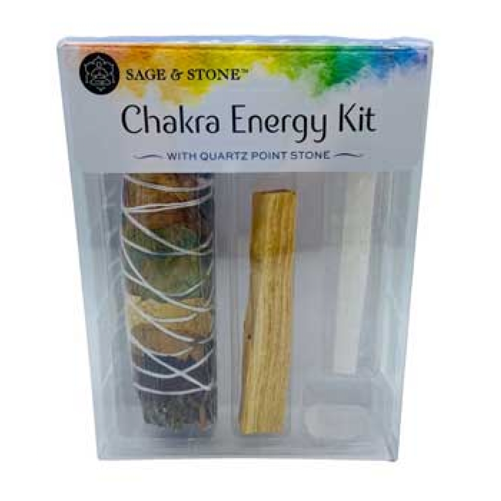 Chakra Energy kit (sage, Palo Santo, Selenite & Quartz)