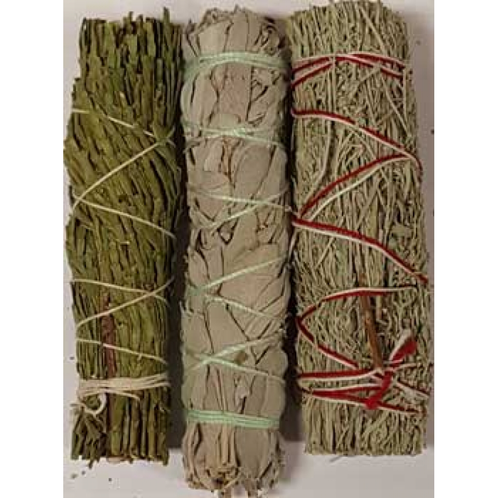 Cedar, White & Blue Sage smudge stick 3-Pack 4