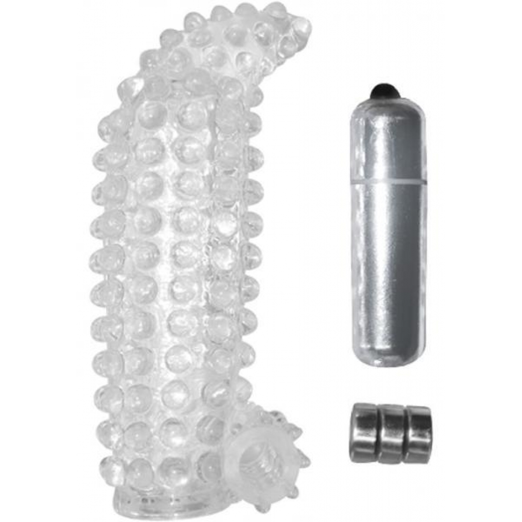 Studded Penis Teaser Penis Extension With Bullet Vibrator Clear